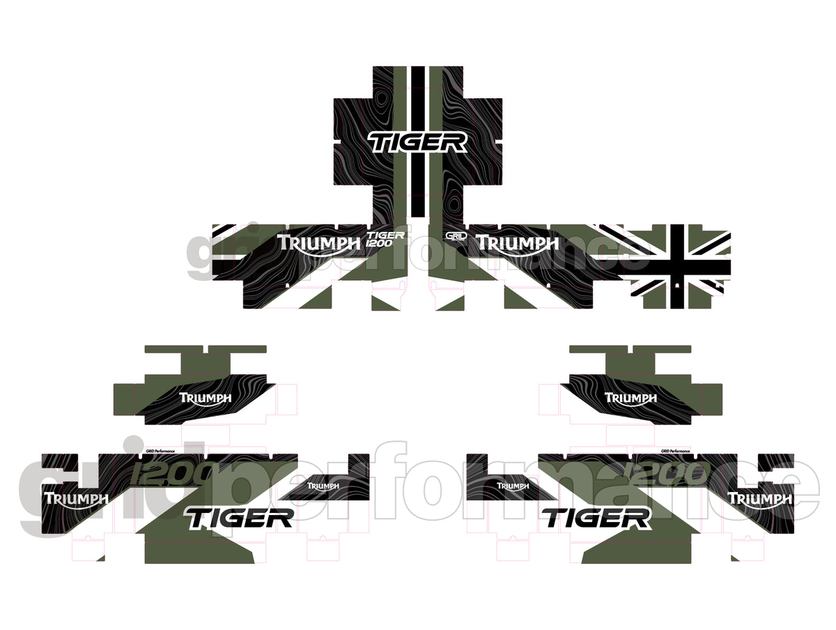 Triumph Tiger 900/1200 Aluminum Panniers Top Box  Decal Sticker Kit (1-14)
