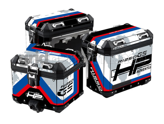 BMW R1200 R1250 GS Adventure Aluminium Panniers Top Box Decal Sticker Kit (0-2.HP)
