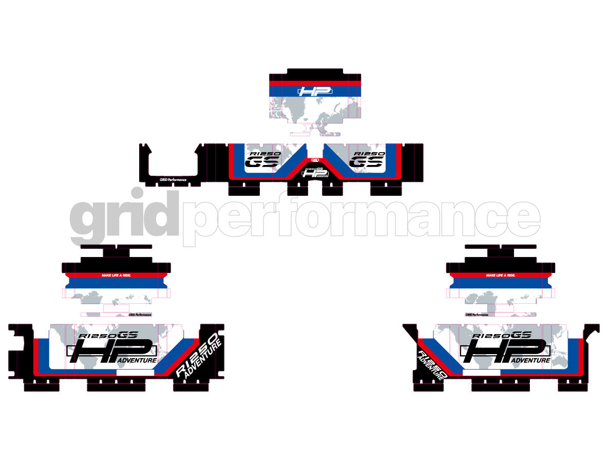BMW R1200 R1250 GS Adventure Aluminium Panniers Top Box Decal Sticker Kit (0-2.HP)