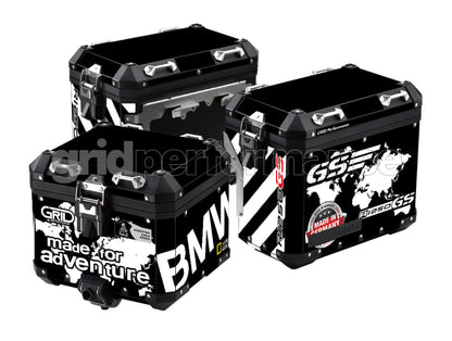 BMW R1200 R1250 GS Adventure Aluminium Panniers Top Box Decal Sticker Kit (1-0.Black)