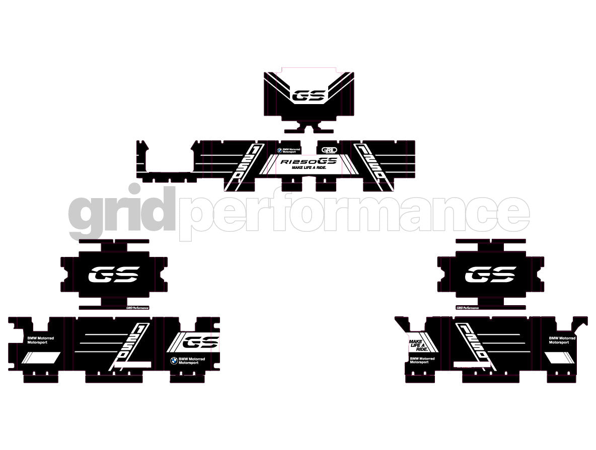 BMW R1200 R1250 GS Adventure Aluminium Panniers Top Box Decal Sticker Kit (1-1.Black)