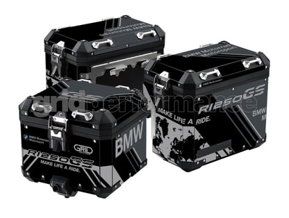 BMW R1200 R1250 GS Adventure Aluminium Panniers Top Box Decal Sticker Kit (2-1.Triple Black)