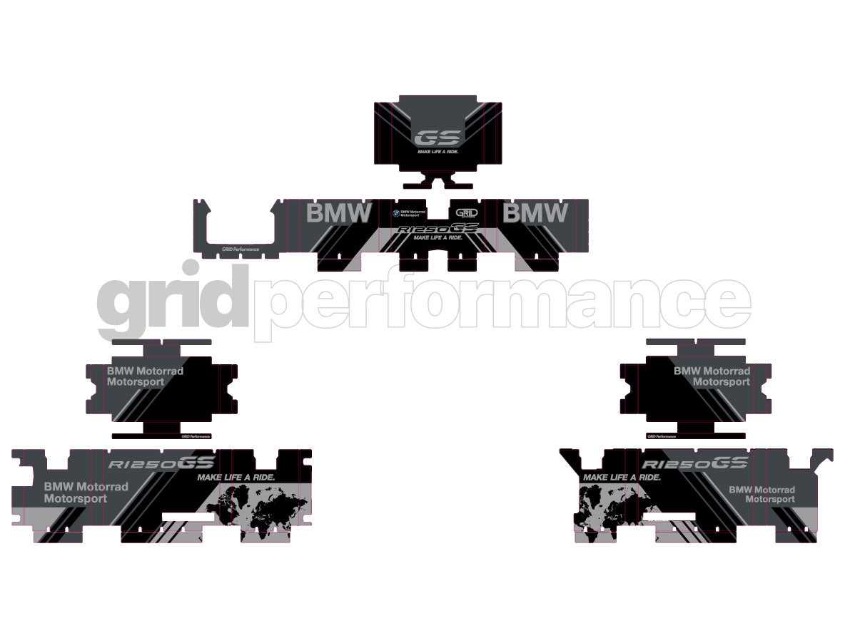 BMW R1200 R1250 GS Adventure Aluminium Panniers Top Box Decal Sticker Kit (2-1.Triple Black)