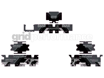 BMW R1200 R1250 GS Adventure Aluminium Panniers Top Box Decal Sticker Kit (2-1.Triple Black)