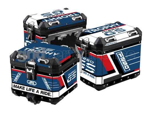 BMW R1200 R1250 GS Adventure Aluminium Panniers Top Box Decal Sticker Kit (3-0.TROPHY)