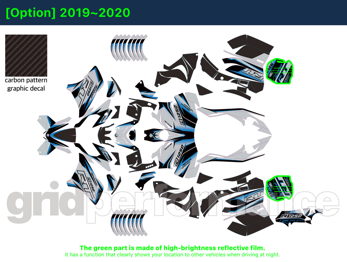 Motorcycle Fairing Decal Kit – For BMW R1250RT Type (1-1)