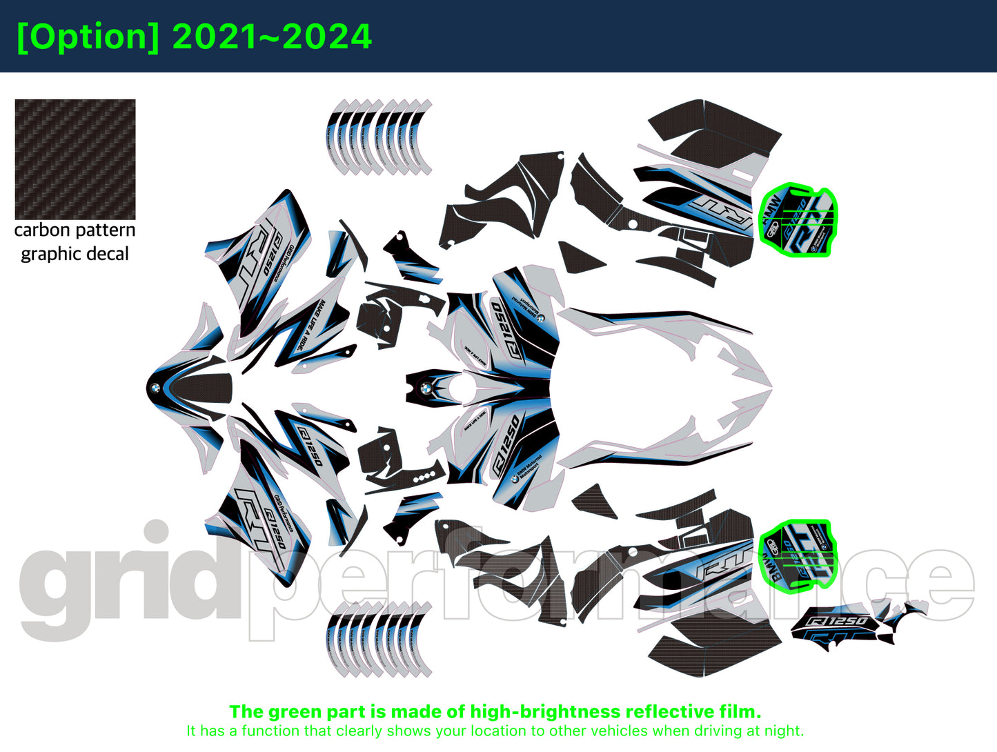 Motorcycle Fairing Decal Kit – For BMW R1250RT Type (1-1)