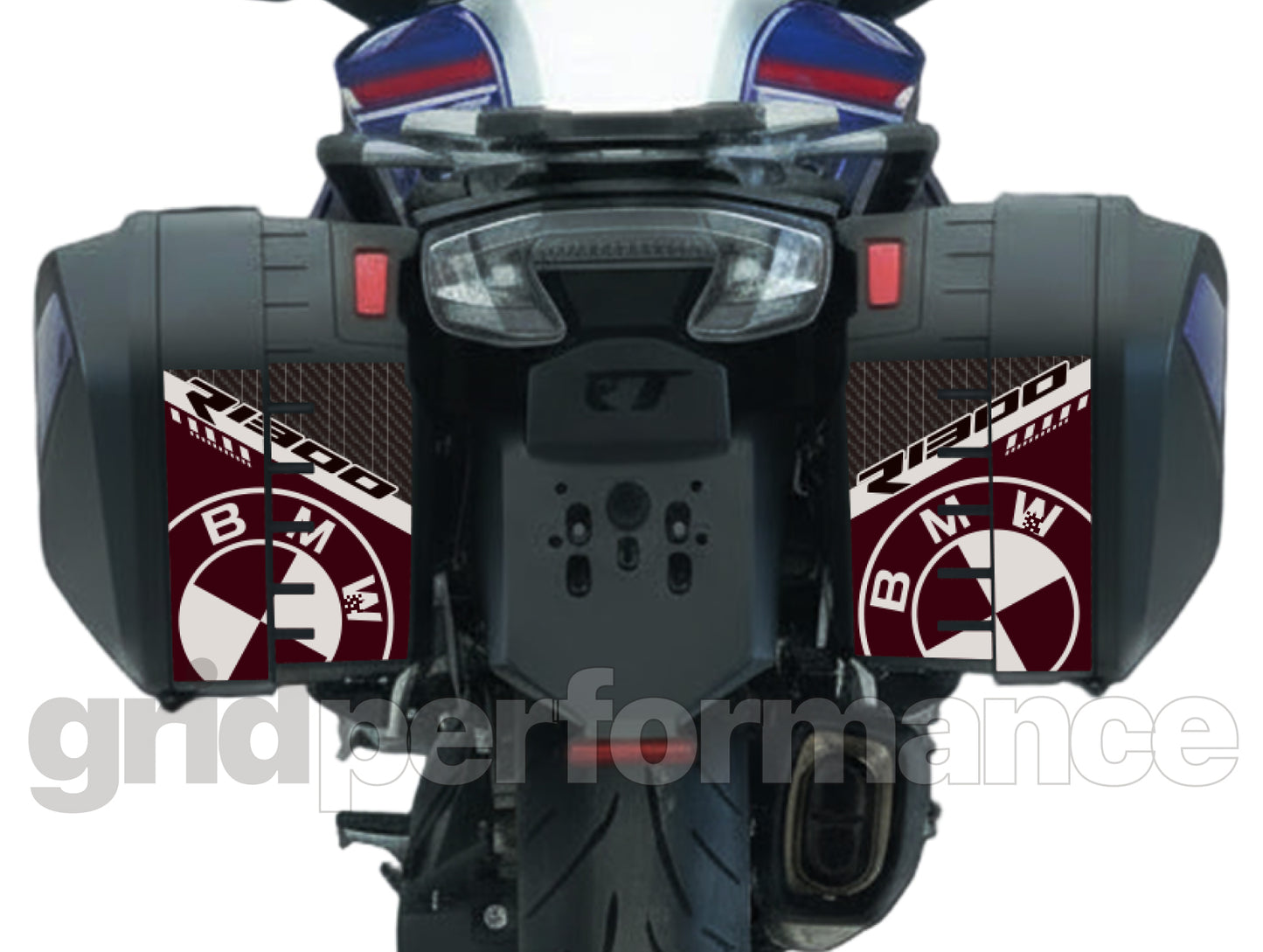 BMW R1300RT Pannier & Top Box Rear Reflective Decal Sticker (1-10.Black Red Beige)