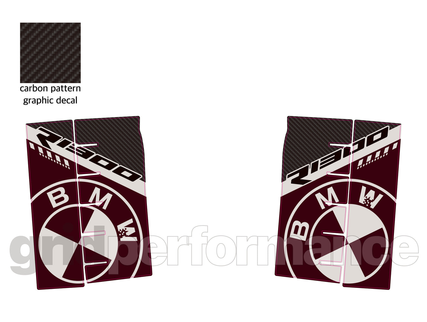 BMW R1300RT Pannier & Top Box Rear Reflective Decal Sticker (1-10.Black Red Beige)