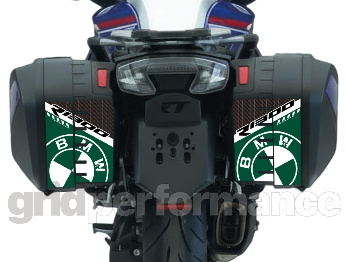 BMW R1300RT Pannier & Top Box Rear Reflective Decal Sticker (1-3.White Green)