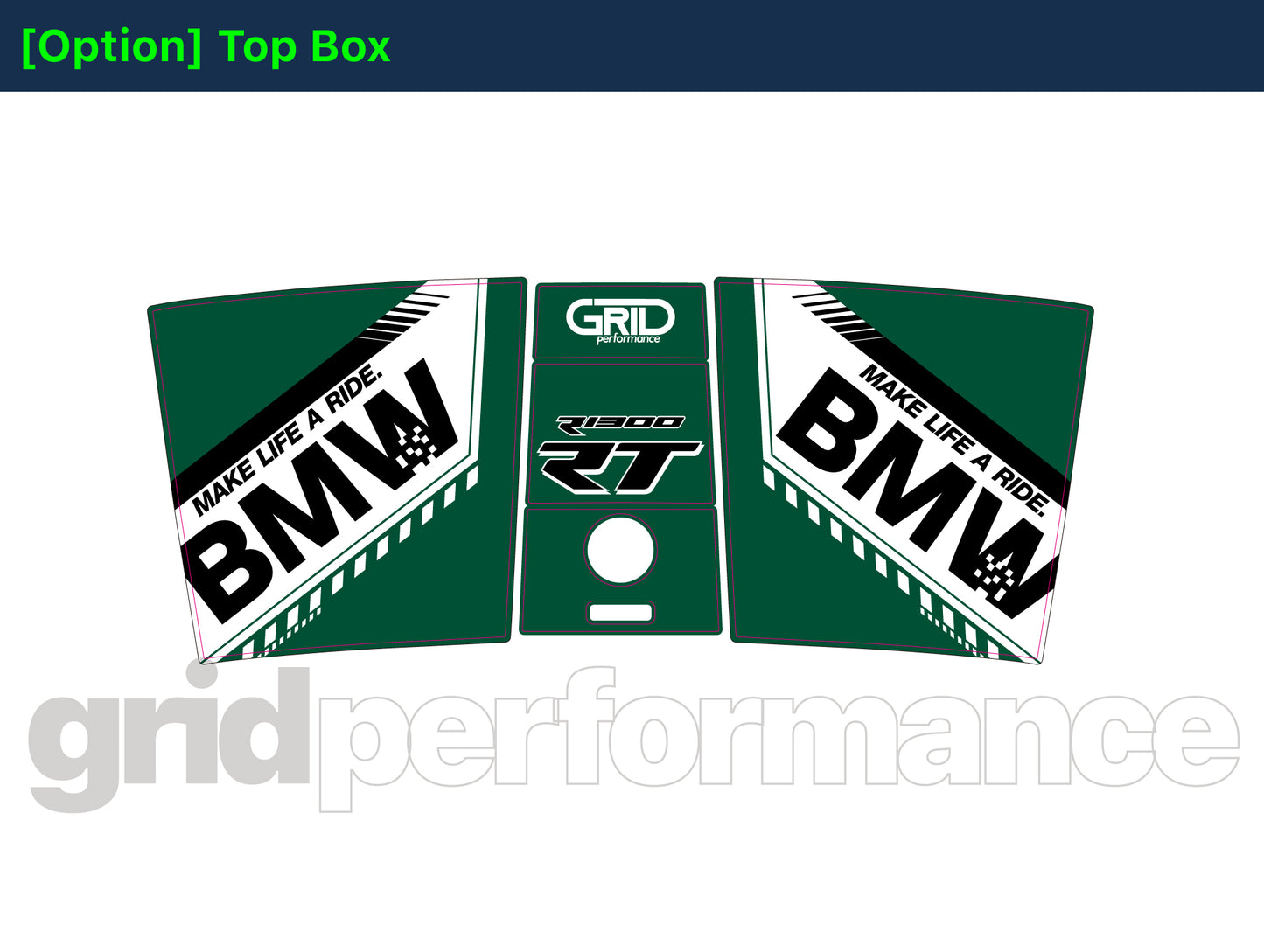 BMW R1300RT Pannier & Top Box Rear Reflective Decal Sticker (1-3.White Green)