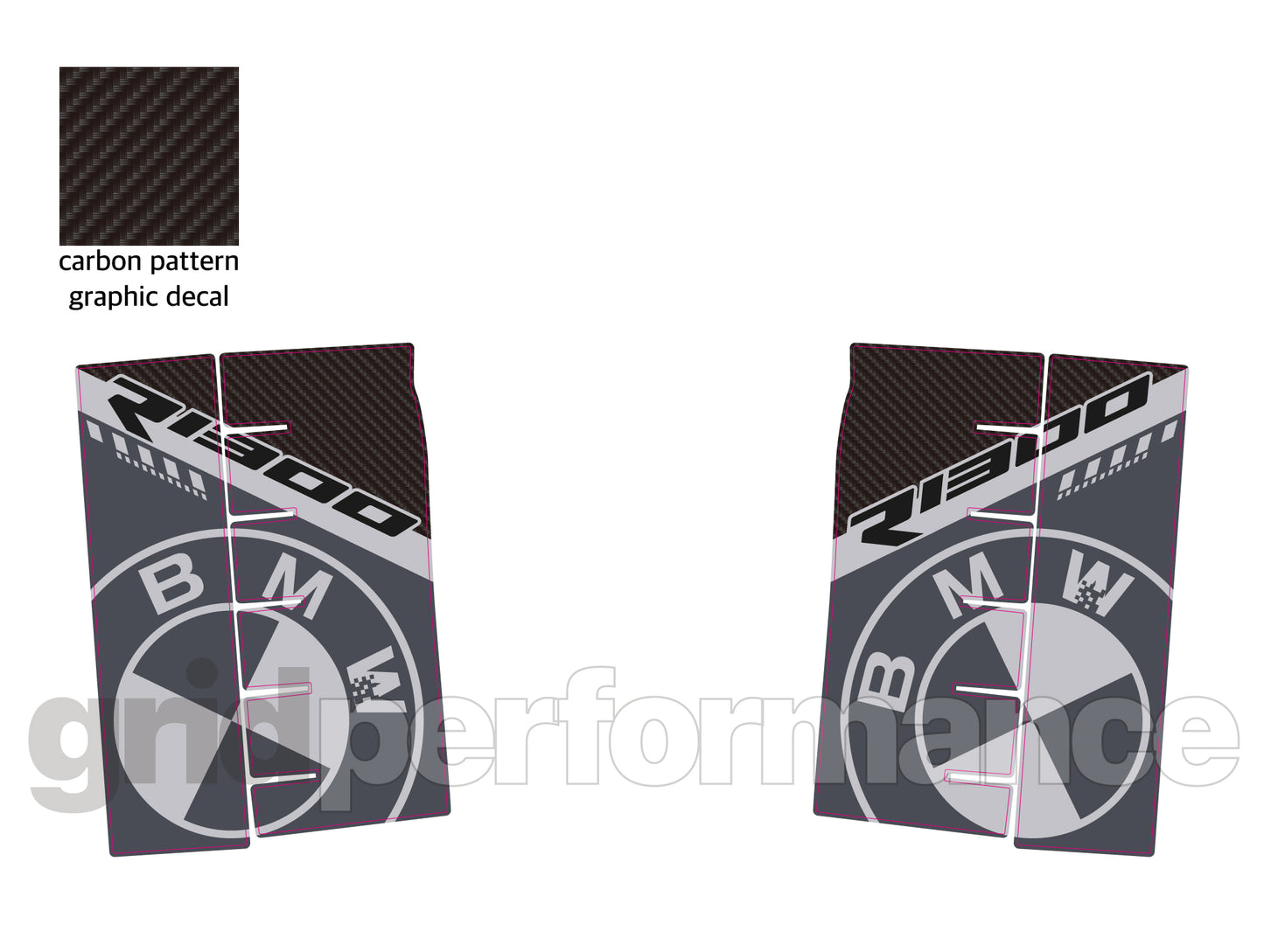 BMW R1300RT Pannier & Top Box Rear Reflective Decal Sticker (1-4.Gray)