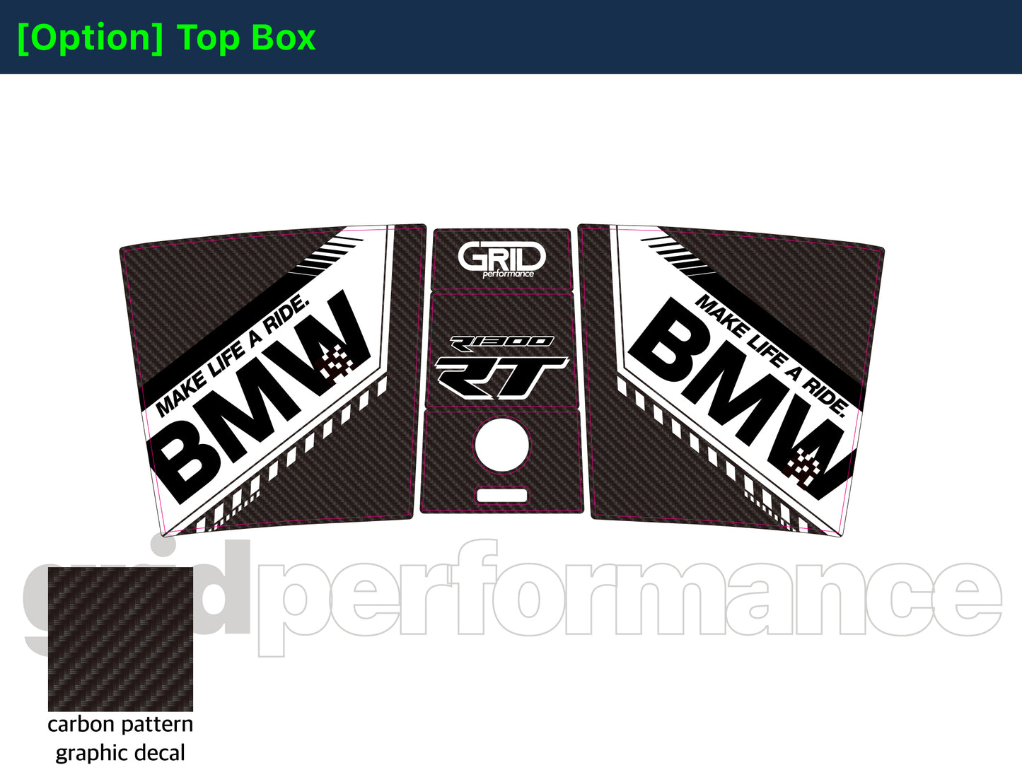 BMW R1300RT Pannier & Top Box Rear Reflective Decal Sticker (3-1.Carbon)