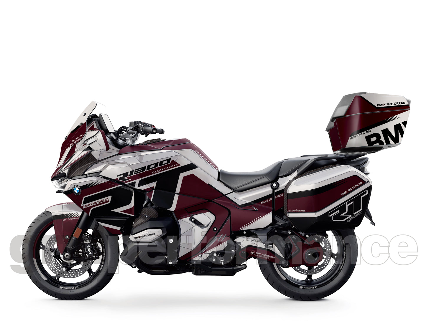 BMW R1300RT Custom Vinyl Graphic Decal Kit (1-10.Black Red Beige)