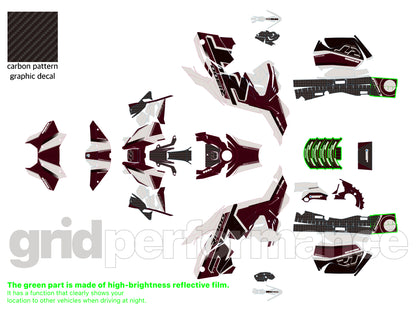 Motorcycle Fairing Decal Kit – For BMW R1300RT Touring Type (1-10.Black Red Beige)