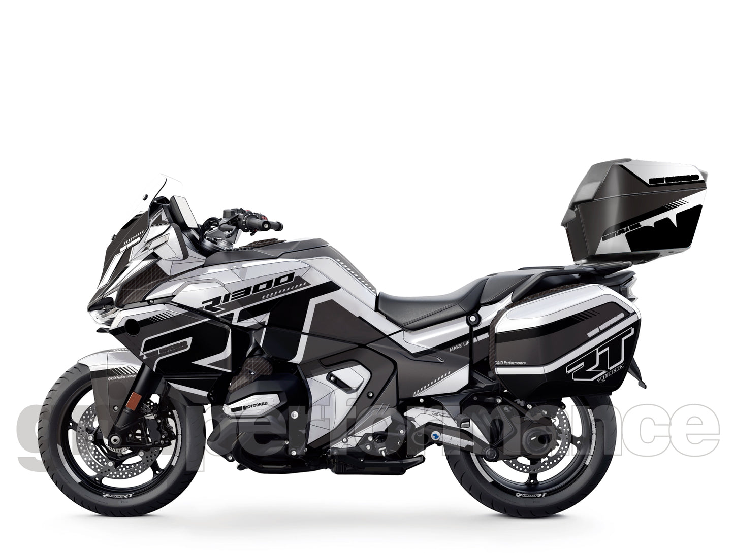 Motorcycle Fairing Decal Kit – For BMW R1300RT Touring Type (1-2.White Gray)