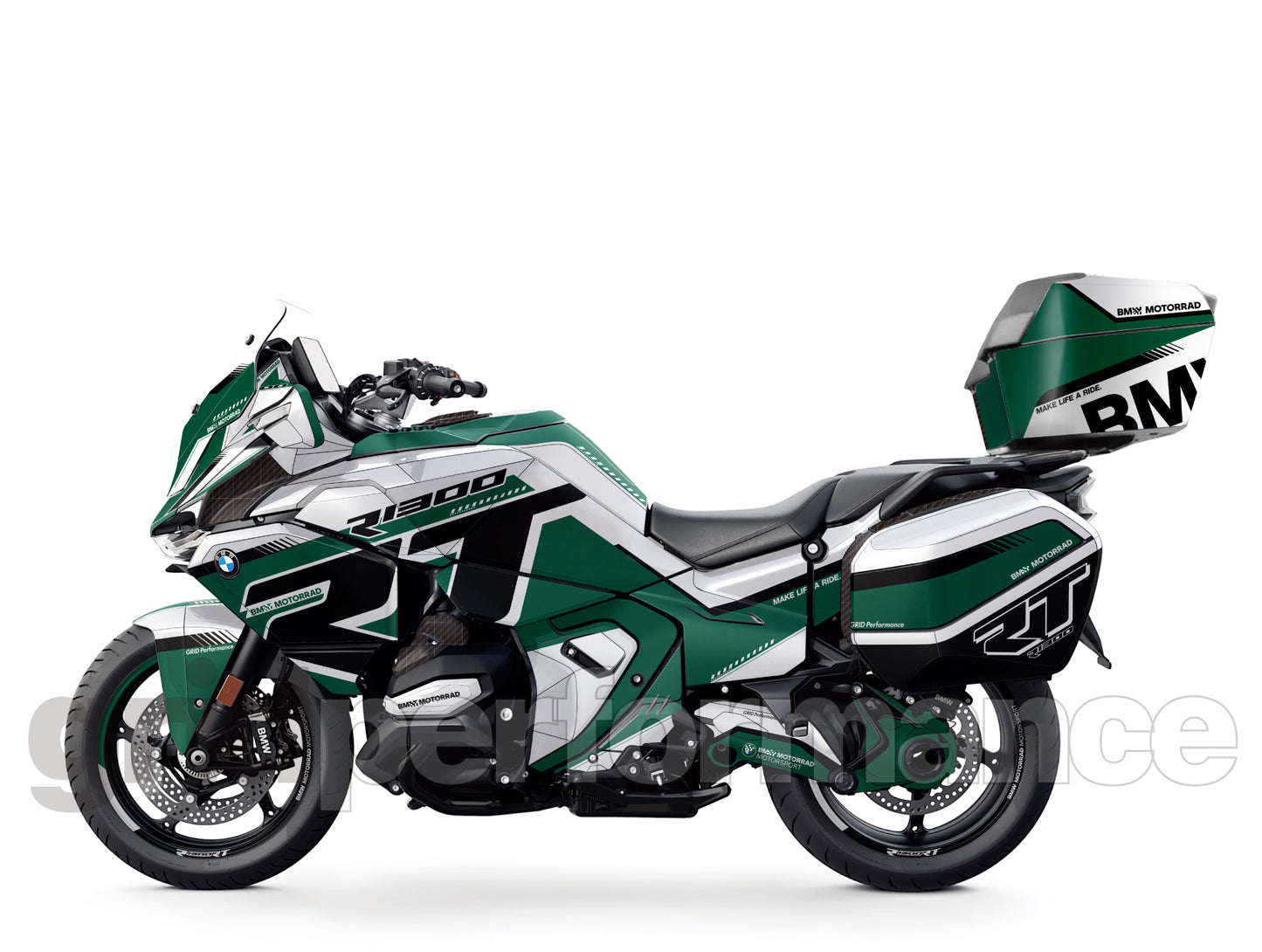 BMW R1300RT Custom Vinyl Graphic Decal Kit (1-3.White Green)