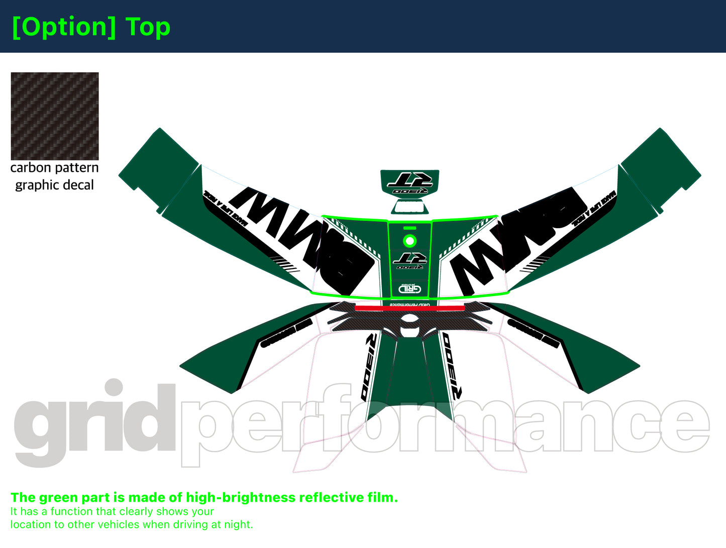 Motorcycle Fairing Decal Kit – For BMW R1300RT Touring Type (1-3.White Green)