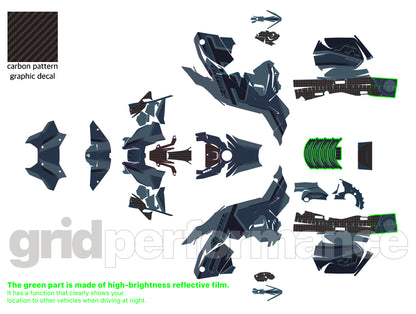 Motorcycle Fairing Decal Kit – For BMW R1300RT Touring Type (1-6.Blue)