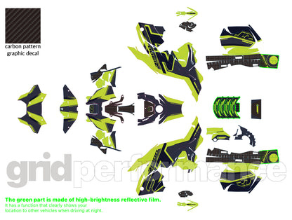 Motorcycle Fairing Decal Kit – For BMW R1300RT Touring Type (1-8.Gray Green)