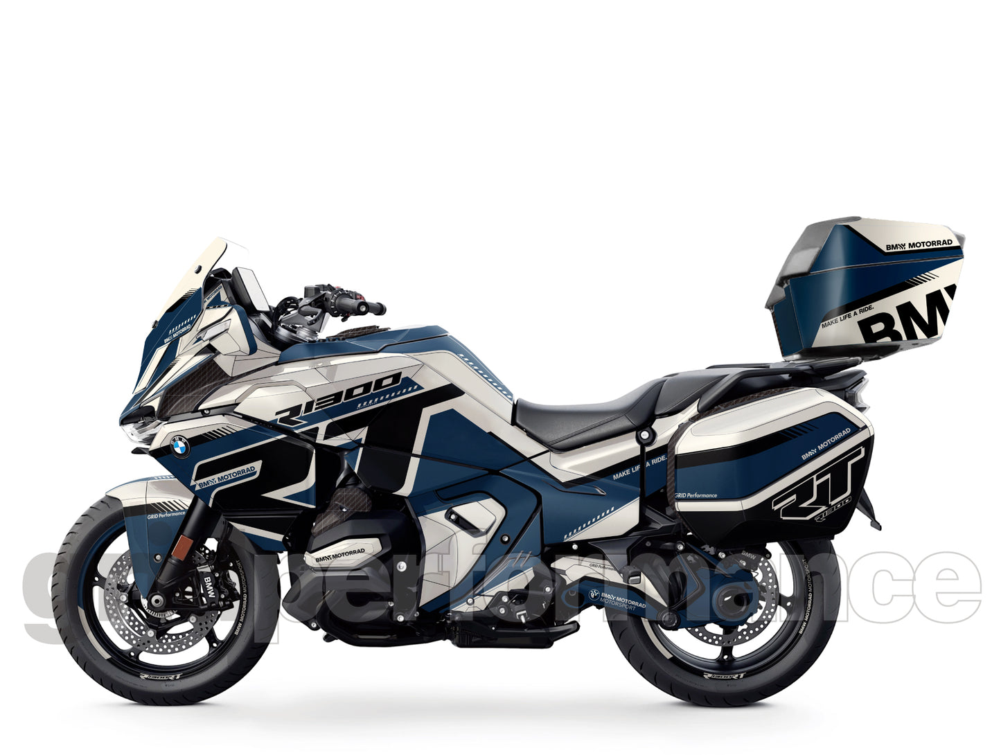 BMW R1300RT Custom Vinyl Graphic Decal Kit (1-9.Black Blue Beige)