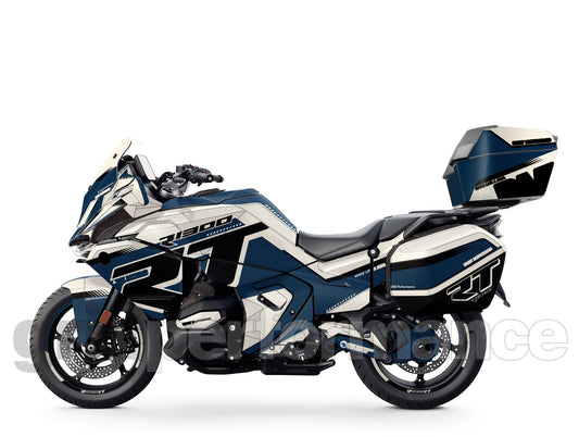 Motorcycle Fairing Decal Kit – For BMW R1300RT Touring Type (1-9.Black Blue Beige)