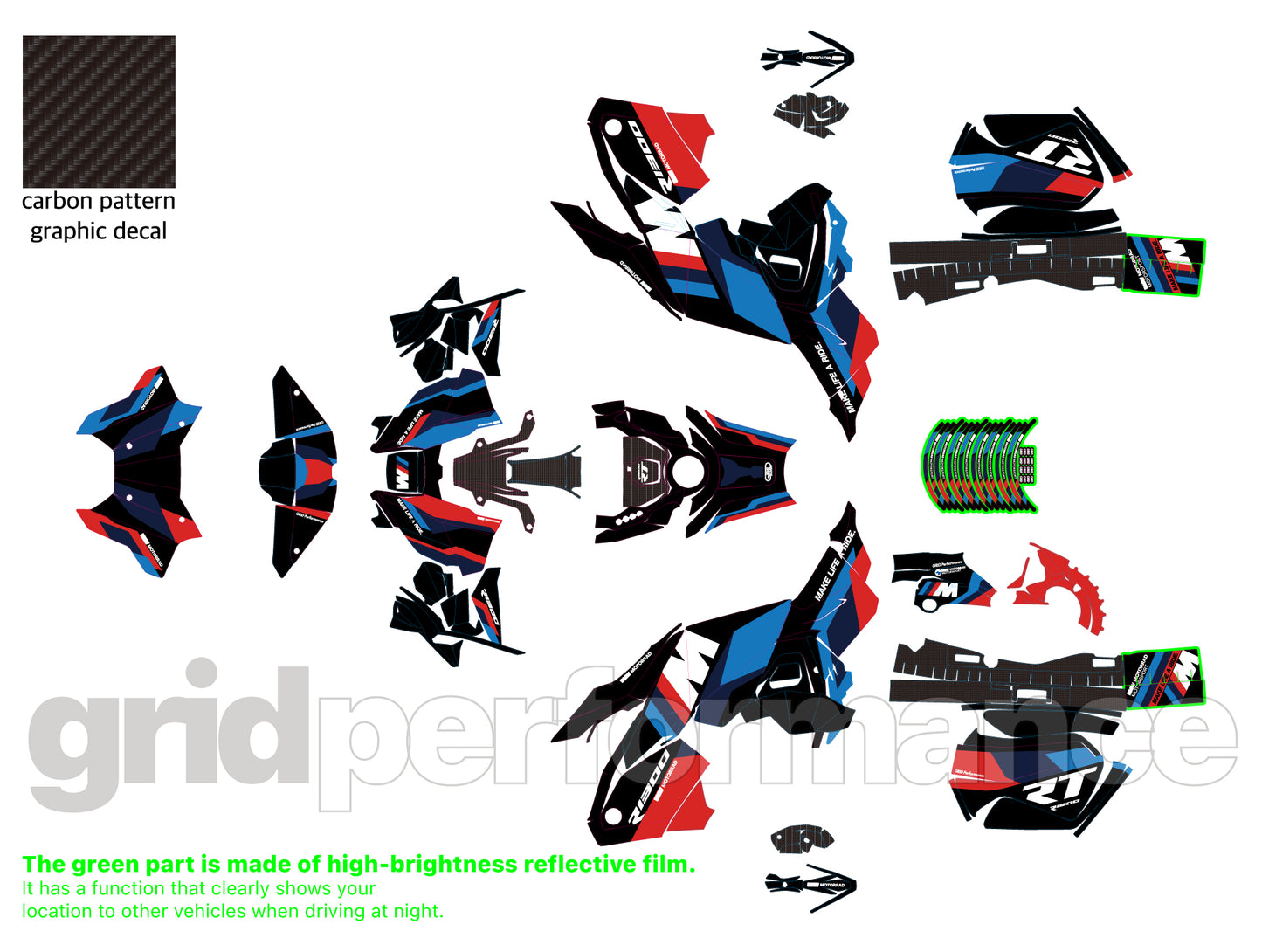 Motorcycle Fairing Decal Vinyl Sticker Kit – For BMW R1300RT Touring Type (2-1.M)