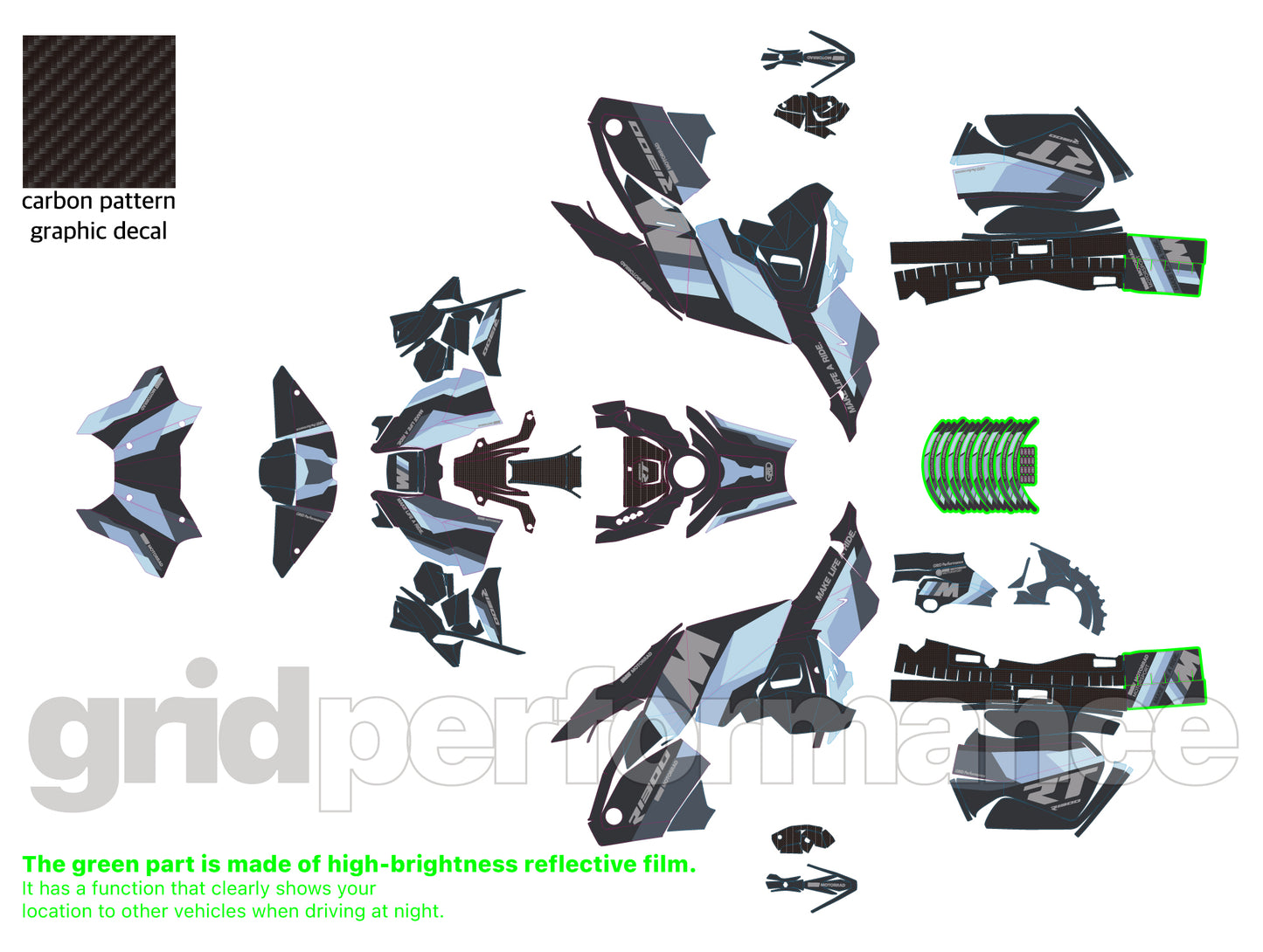 Motorcycle Fairing Decal Vinyl Sticker Kit – For BMW R1300RT Touring Type (2-4.M)