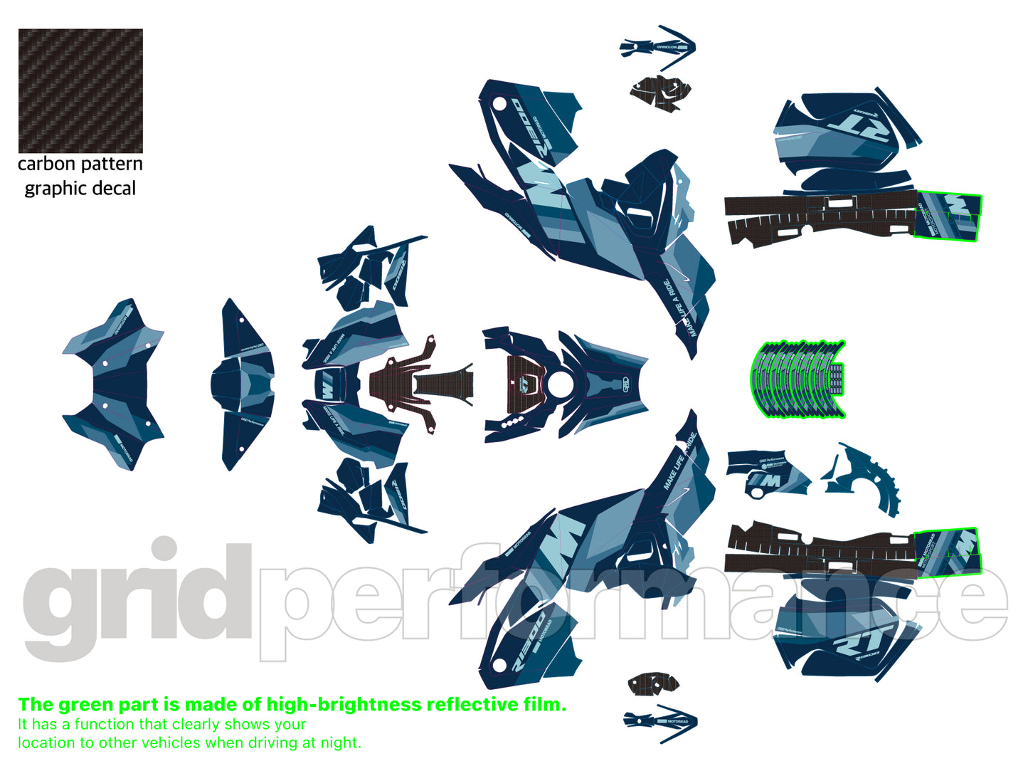 Motorcycle Fairing Decal Vinyl Sticker Kit – For BMW R1300RT Touring Type (2-8.M)