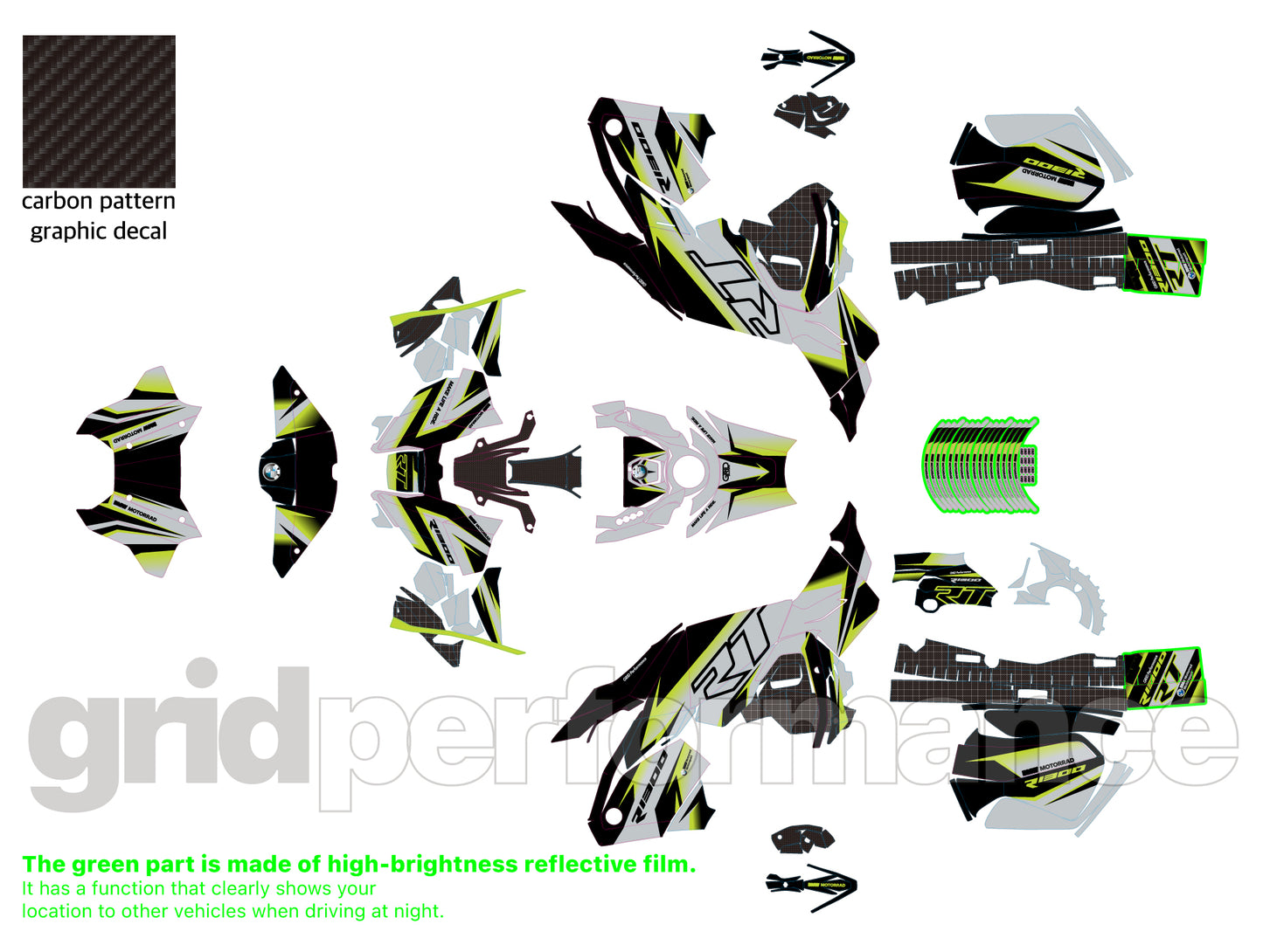 Motorcycle Fairing Decal Vinyl Sticker Kit – For BMW R1300RT Touring Type (3-3)