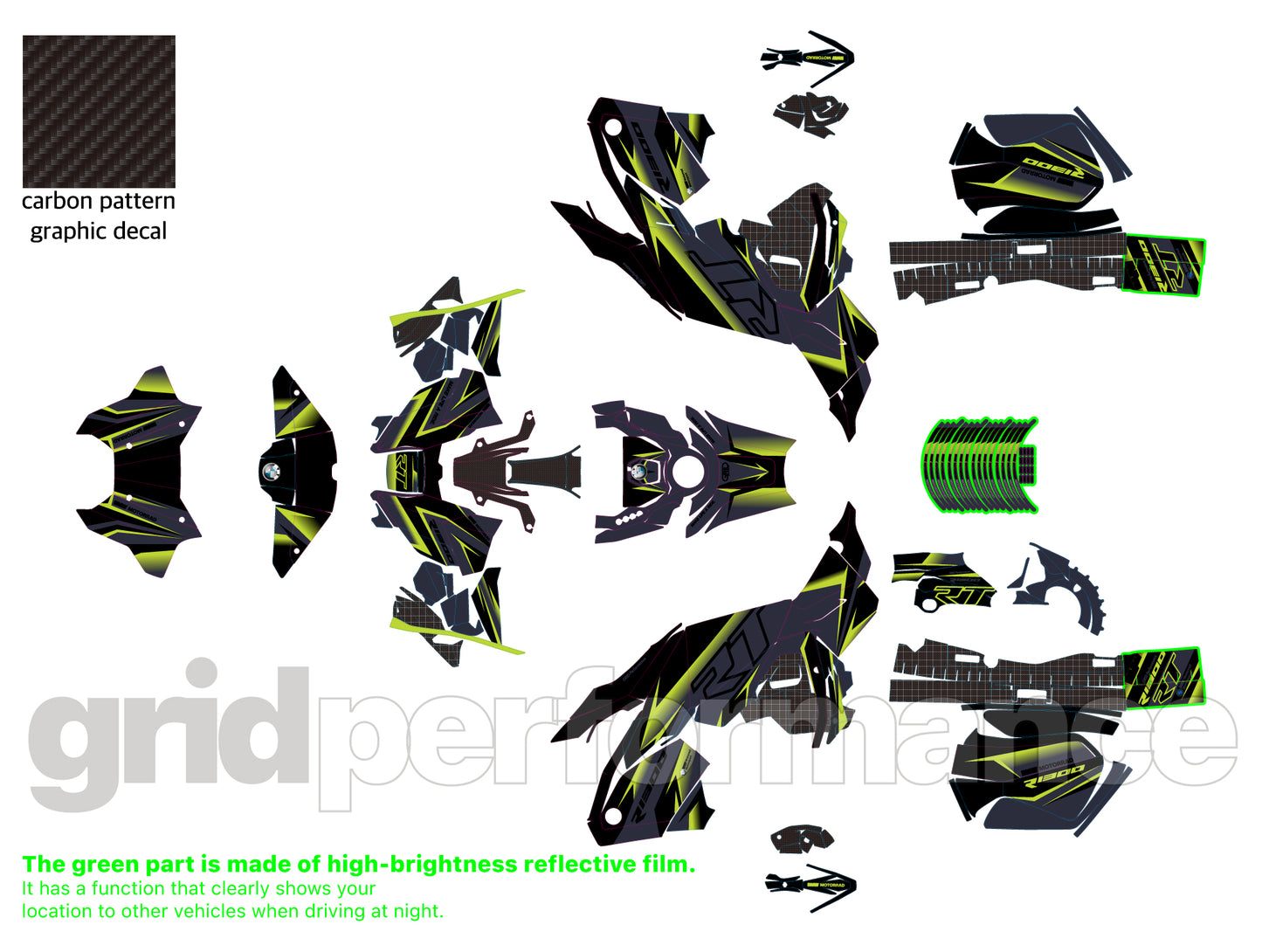 Motorcycle Fairing Decal Vinyl Sticker Kit – For BMW R1300RT Touring Type (3-4)