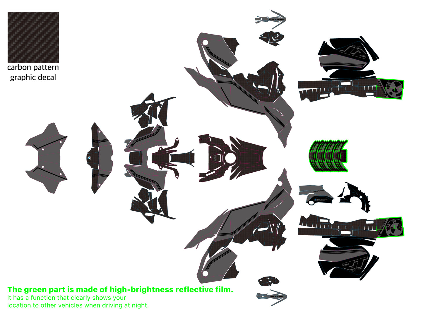 BMW R1300RT Graphic Full Decal Vinyl Sticker Kit (6-4.Option719)