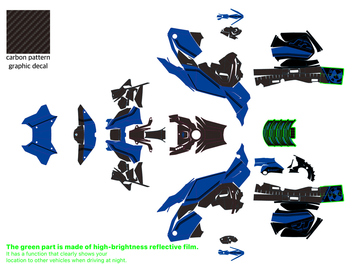 BMW R1300RT Graphic Full Decal Vinyl Sticker Kit (6-7.Option719)