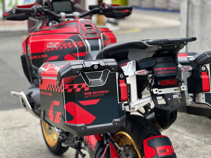 BMW R1300GS ADV Adventure Graphic Decal Sticker Kit (13-1.CHKRD Red BB Carbon)